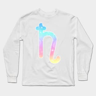 Saturn Planet Symbol in Magical Unicorn Colors Long Sleeve T-Shirt